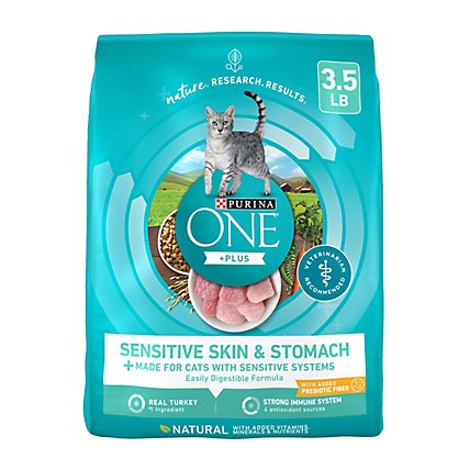 Purina ONE Sensitive Skin and Stomach Formula Real Turkey Dry Cat Food - 3.5 Lbs - Image 1