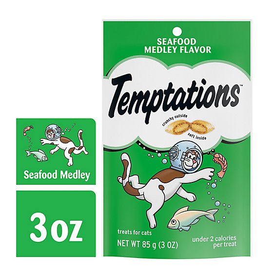 Temptations Classic Crunchy and Soft Seafood Medley Cat Treats - 3 Oz