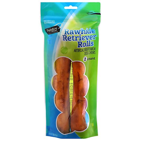 Signature Pet Care Dog Treat Rawhide Retriever Rolls Beef Basted 10 Inch - 2 Count