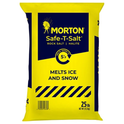 Morton® Safe-T-Salt®, Rock Salt Ice Melt (25 lb. Bag)