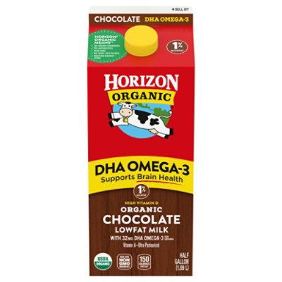 Horizon Organic 1% Lowfat DHA Omega 3 Chocolate Milk - 0.5 Gallon - Image 1