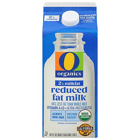 O Organics Organic Milk Reduced Fat 2% - Half Gallon
