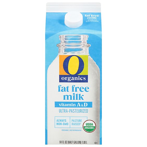 O Organics Organic Fat Free Milk 0% Milkfat - Half Gallon