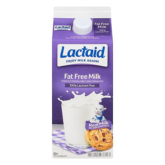 Lactaid Milk Lactose Free Fat Free - Half Gallon