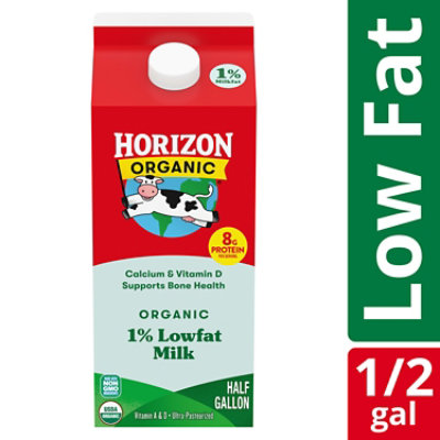 Horizon Organic 1% Lowfat High Vitamin D Milk Carton - 0.5 Gallon