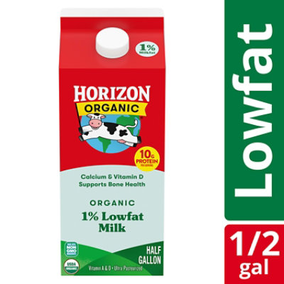 Horizon Organic 1% Lowfat High Vitamin D Milk Carton - 0.5 Gallon