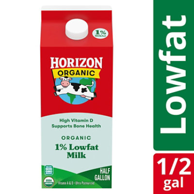 Horizon Organic 1% Lowfat High Vitamin D Milk Carton - 0.5 Gallon - Image 1