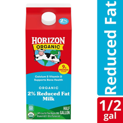 Horizon Organic 2% Reduced Fat High Vitamin D Milk Carton - 0.5 Gallon