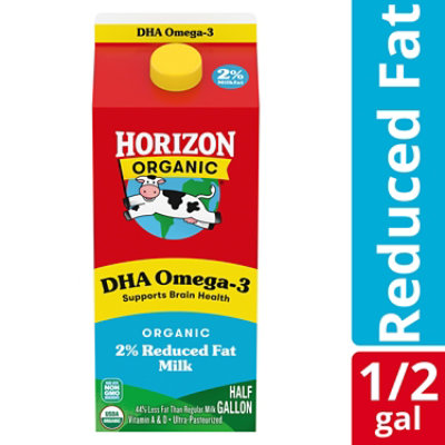 Horizon Organic 2% Reduced Fat DHA Omega-3 Milk Carton - 0.5 Gallon