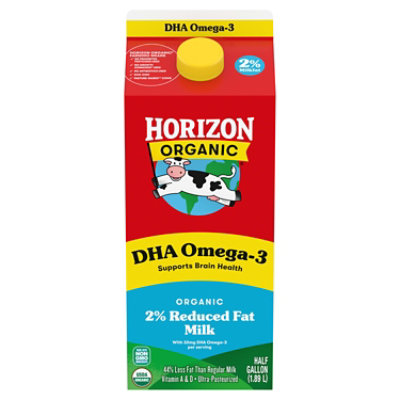 Horizon Organic Milk DHA Omega-3 2% Reduced Fat Half Gallon - 64 Fl. Oz.