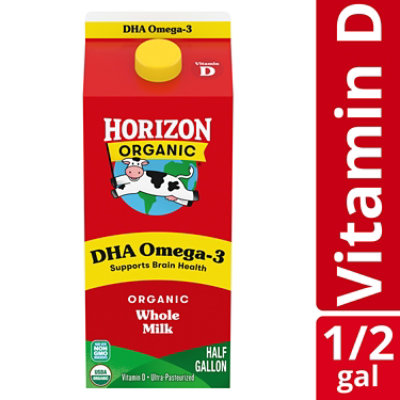 Horizon Organic Whole DHA Omega-3 Milk - 0.5 Gallon - Image 1