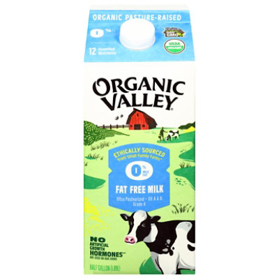 Organic Valley Milk Organic Fat Free - Half Gallon - Image 1