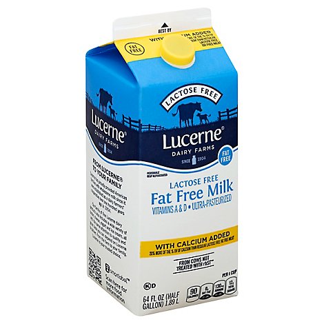 Lucerne Milk Lactose Free Fat Free Calcium Enriched - Half Gallon