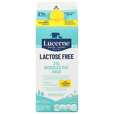 Lucerne Milk Lactose Free Reduced Fat 2% Calcium Enriched - Half Gallon - Safeway Lucerne Milk Lactose Free Reduced Fat 2% Calcium Enriched - Half Gallon - Safeway