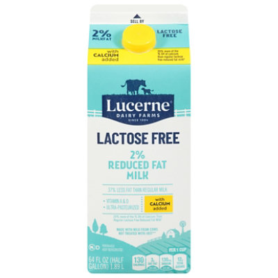 Lucerne Milk Lactose Free Reduced Fat 2% Calcium Enriched - Half Gallon