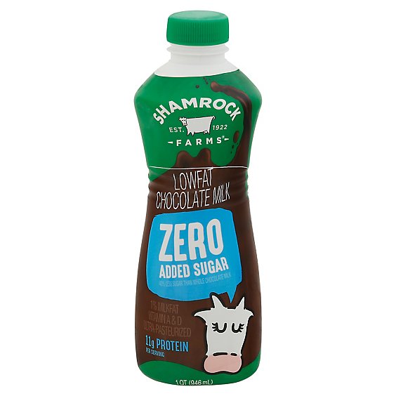 Shamrock Farms Milk Lowfat 1% No Sugar Added Chocolate 1 Quart - 946 Ml