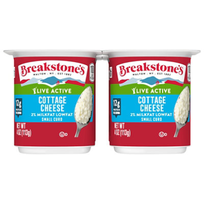 Breakstones Cottage Cheese Snack Size Small Curd Live Active Lowfat 2% Milkfat - 4-4 Oz - Image 2