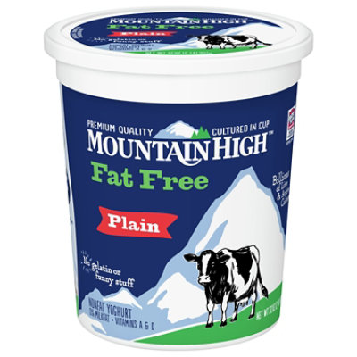 Mountain High Fat Free Plain Yogurt - 32 Oz - Image 1