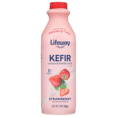 Lifeway Kefir Cultured Milk Smoothie Lowfat Strawberry Low Fat - 32 Fl. Oz. - Image 3