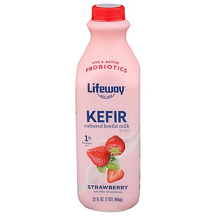 Lifeway Kefir Cultured Milk Smoothie Lowfat Strawberry Low Fat - 32 Fl. Oz. - Image 2
