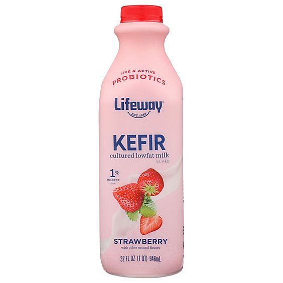 Lifeway Kefir Cultured Milk Smoothie Lowfat Strawberry Low Fat - 32 Fl. Oz.