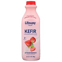 Lifeway Kefir Cultured Milk Smoothie Lowfat Strawberry Low Fat - 32 Fl. Oz. - Image 1