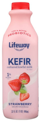 Lifeway Low-Fat Strawberry Kefir 8 fl. oz. - 6/Case