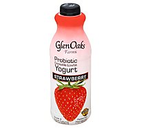GlenOaks Yogurt Drinkable Low Fat With Probiotics Strawberry - 32 Fl. Oz.
