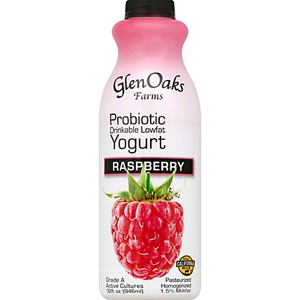 GlenOaks Yogurt Drinkable Low Fat With Probiotics Raspberry - 32 Fl. Oz. - Image 2