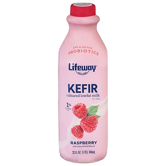 Lifeway Kefir Cultured Milk Smoothie Lowfat Raspberry - 32 Fl. Oz.