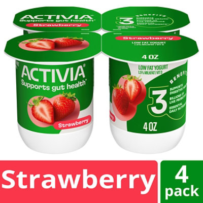 Activia Low Fat Probiotic Strawberry Yogurt - 4-4 Oz - Image 1