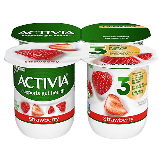 Activia Low Fat Probiotic Strawberry Yogurt - 4-4 Oz