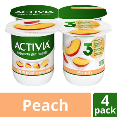 Activia Low Fat Probiotic Peach Yogurt Multipack - 4-4 Oz - Image 1