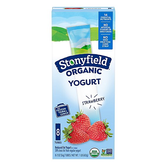 Stonyfield Organic Kids Strawberry Lowfat Yogurt Tubes - 8-2 Oz
