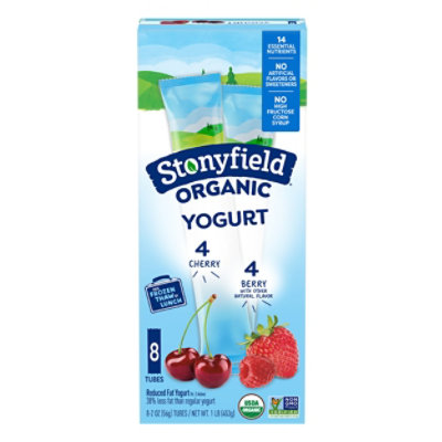 Stonyfield Organic Kids Reduced Fat Yogurt Tubes Cherry & Berry - 8-2 Oz - Image 2