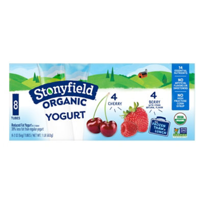 Stonyfield Organic Kids Reduced Fat Yogurt Tubes Cherry & Berry - 8-2 Oz - Image 6