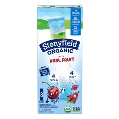 Stonyfield Organic Kids Reduced Fat Yogurt Tubes Cherry & Berry - 8-2 Oz - Image 1