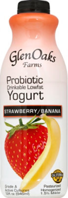 GlenOaks Yogurt Drinkable Low Fat With Probiotics Strawberry Banana - 32 Fl. Oz. - Image 2