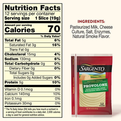 Sargento Sliced Provolone Natural Cheese with Natural Smoke Flavor - 12 Count - Image 5