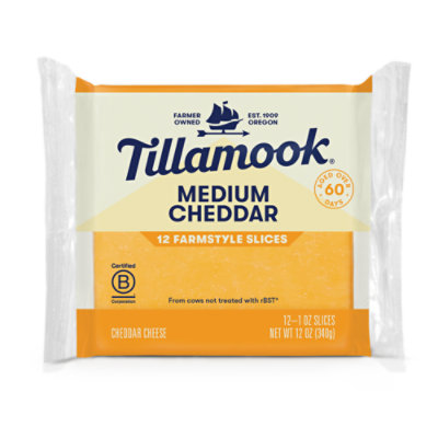 Tillamook Medium Cheddar  Farmstyle Thick Cut Cheese Slices - 12-12 Oz