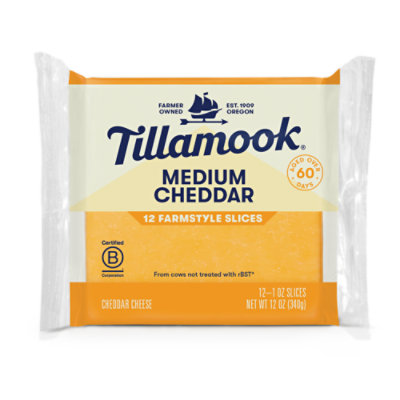 Tillamook Medium Cheddar  Farmstyle Thick Cut Cheese Slices - 12-12 Oz - Image 1