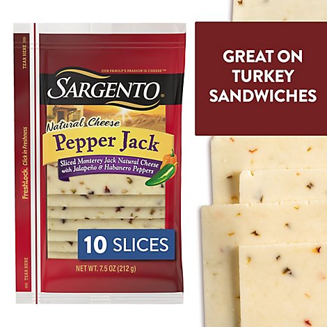 Sargento Cheese Slices Deli Style Pepper Jack 10 Slices - 7.5 Oz