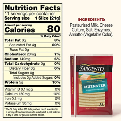 Sargento Sliced Muenster Natural Cheese - 11 Count - Image 5