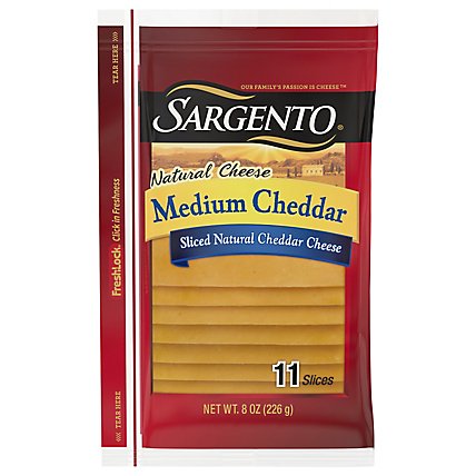 Sargento Cheese Slices Deli Style Medium Cheddar 11 Count - 8 Oz - Image 3