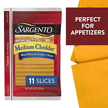 Sargento Cheese Slices Deli Style Medium Cheddar 11 Count - 8 Oz - Image 1