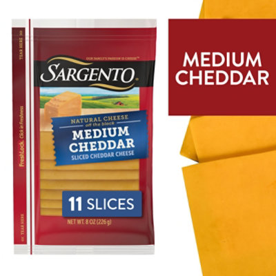Sargento Cheese Slices Deli Style Medium Cheddar 11 Count - 8 Oz