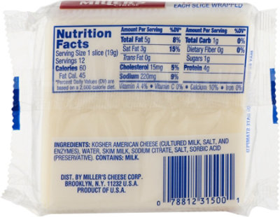 Millers Cheese Cheese American White Sliced - 8 Oz - Image 2