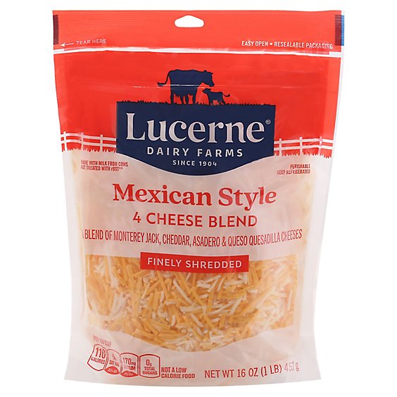 Lucerne Cheese Finely Shredded Mexican Four Cheese Blend - 16 Oz