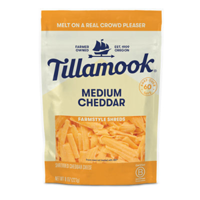Tillamook Farmstyle Thick Cut Medium Cheddar Shredded Cheese - 8 Oz
