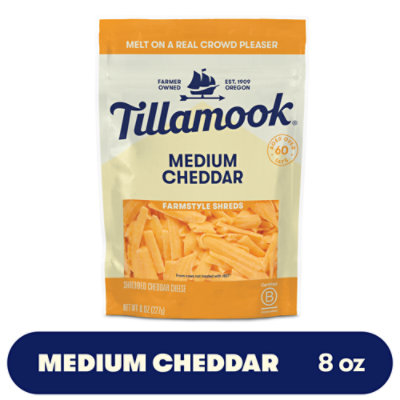 Tillamook Farmstyle Thick Cut Medium Cheddar Shredded Cheese - 8 Oz - Image 1